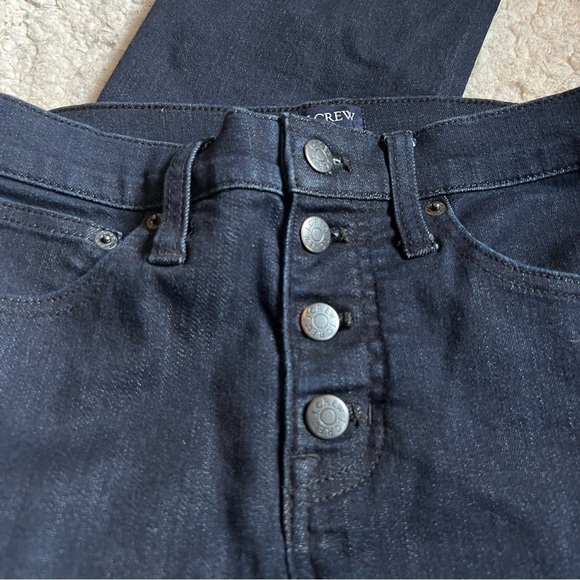J. Crew Outlet:  Dark Denim Button Up High Rise Crop Flair Jeans Size 25 - Picture 3 of 13